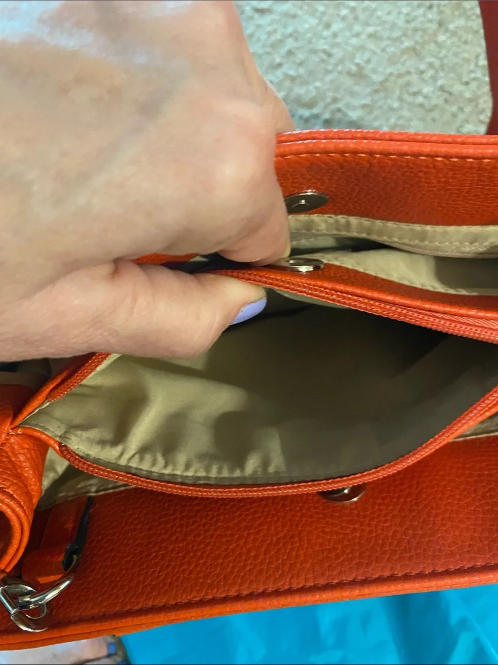 Giani Bernini Vibrant Orange Pebbled Satchel with Chain & Buckle